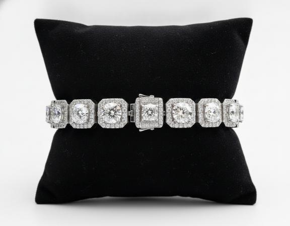 18k White Gold Filled Cuban Bracelet stamped(18K)-20cm