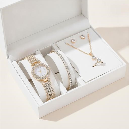 Jewelz Merchants Luxury Gold-Tone 5-Piece Jewellery Set- FREE Jewellery Box