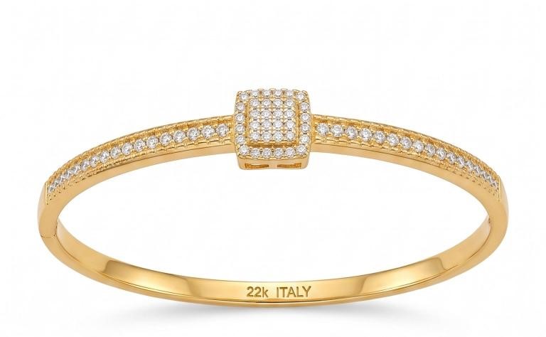 22K/Italy Yellow Gold Bonded Bangle -(stamped 22K/Italy)