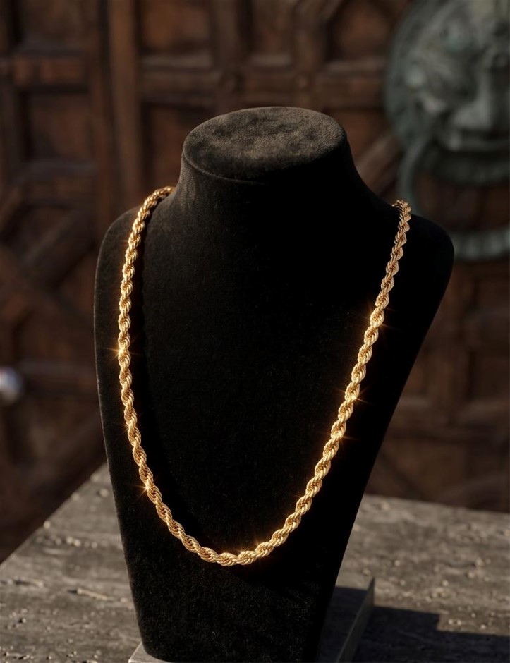 22k/ITALY Yellow Gold Bonded Rope chain -(stamped 22K/ITALY)-Bonus Gift