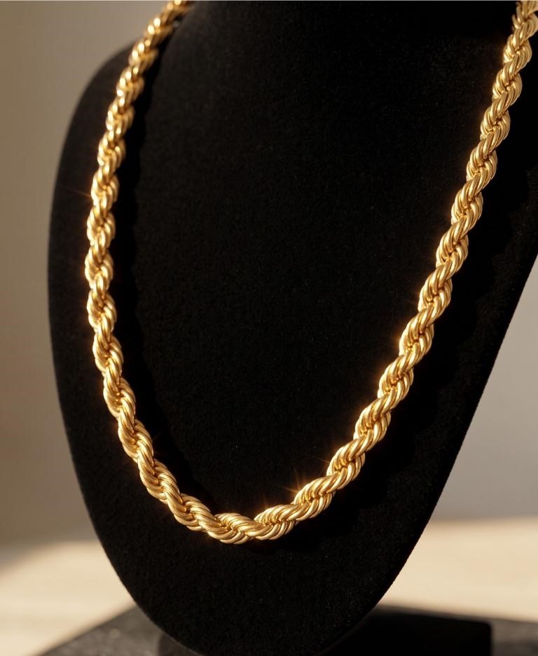 22K/Italy Gold Bonded Rope Chain(stamped 22K/Italy)Warranty Quality-55cm