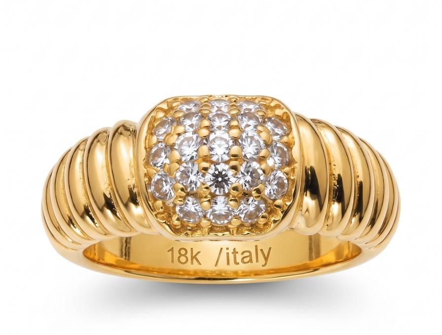 18K/Italy Gold Filled Ring -(stamped 18K/Italy)-Warranty Quality-Bonus Gift