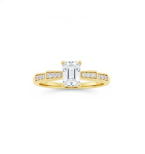 14K/Italy 0.5ct Emerald Cut Yellow Gold Bonded Ring(stamped) 8US