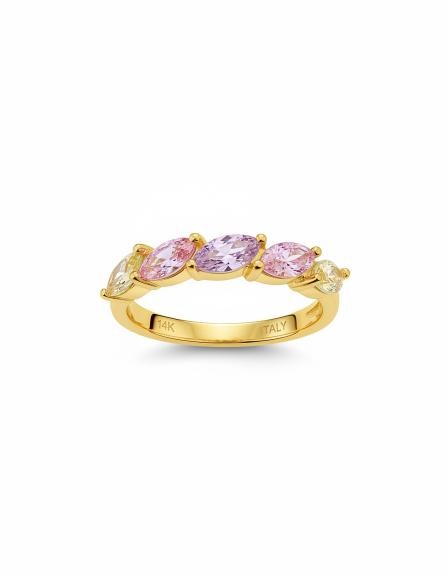 14K/Italy 1.25ctw Oval Cut Yellow Gold Bonded Ring(stamped) 7US