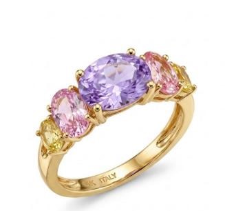18K/Italy 3.0ctw Oval Cut Yellow Gold Bonded Ring(stamped) 10US