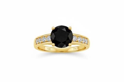 14K/Italy 1.0ct Black Yellow Gold Bonded Ring(stamped)Warranty Quality-9US