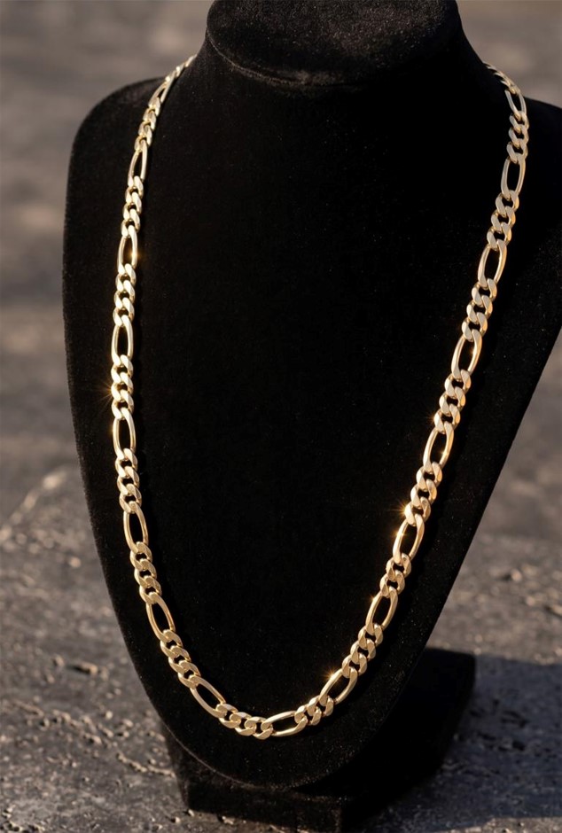 14K/Italy Stamped Yellow Gold Bonded Figaro Chain -60cm-Bonus Gift