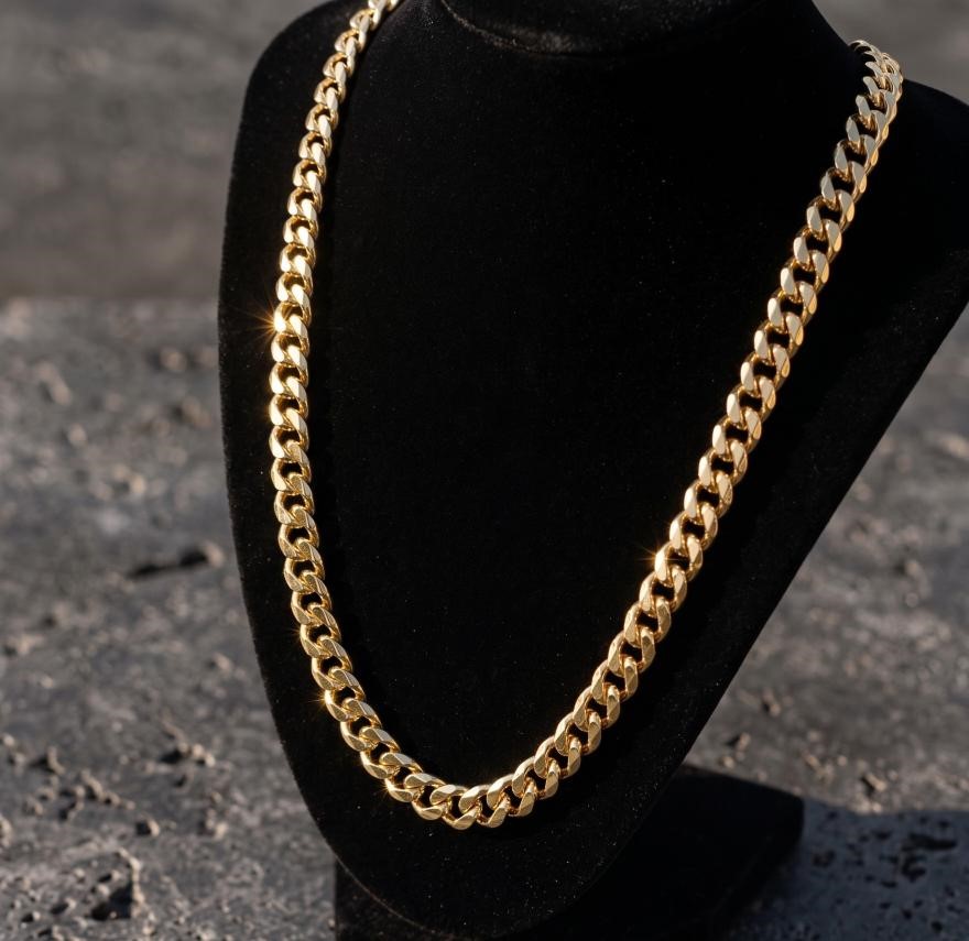 14K/Italy Stamped Yellow Gold Bonded Cuban Chain -50cm-Bonus Gift