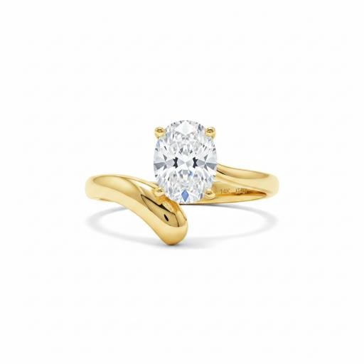 14K/Italy 2.5ct Oval Cut Yellow Gold Bonded Ring(stamped) 6US
