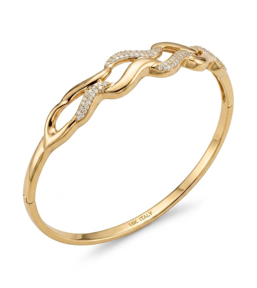 18K/ITALY Yellow Gold Bonded bangle -(stamped 18K/Italy)