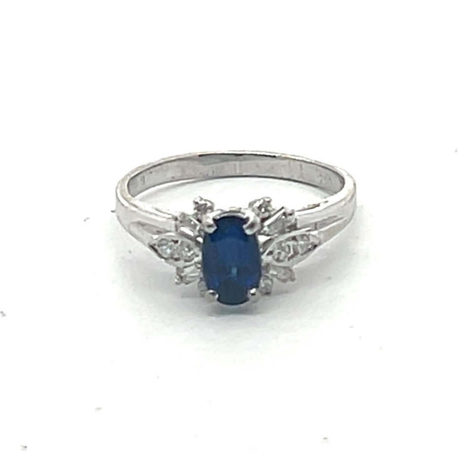 18Ct White Gold Sapphire & Diamond Ring