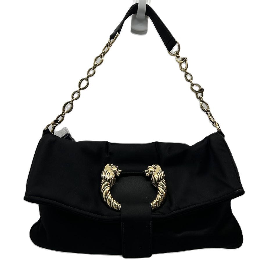 Bvlgari Black Satin Lion Head Shoulder Bag