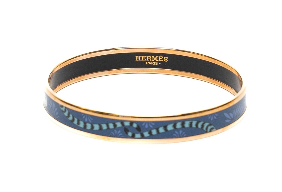 Hermès Les Leopards Enamel Bangle Bracelet
