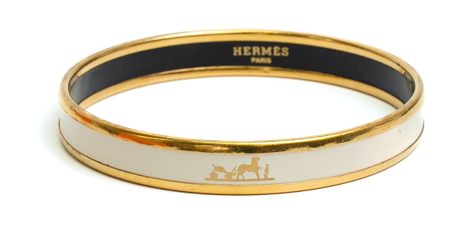 Hermès Equestrian Enamel Bangle Bracelet