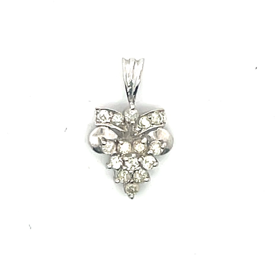 10ct White Gold Diamond Cluster Pendant