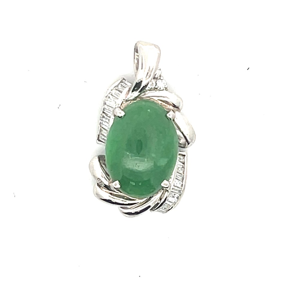 Platinum Jade and Diamond Pendant