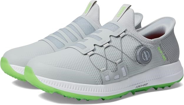 Skechers Men's Hands Free Slip-Ins: GOgolf Elite 5 Sneaker, Grey/Lime, US 7