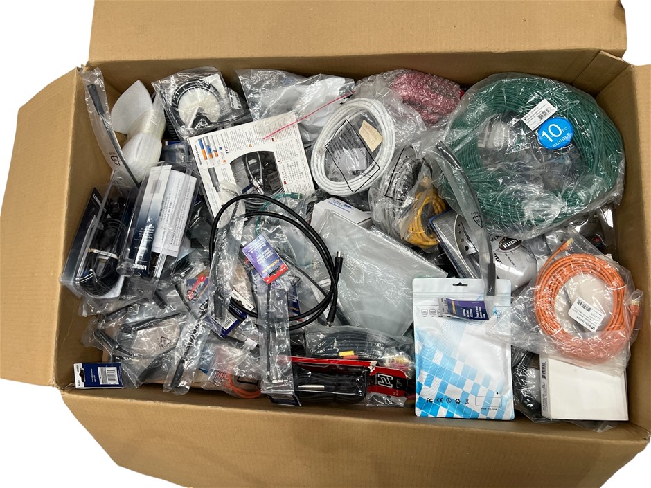 Assorted Electronic Cables & Accessories (X-Large Box) Includes assorted el