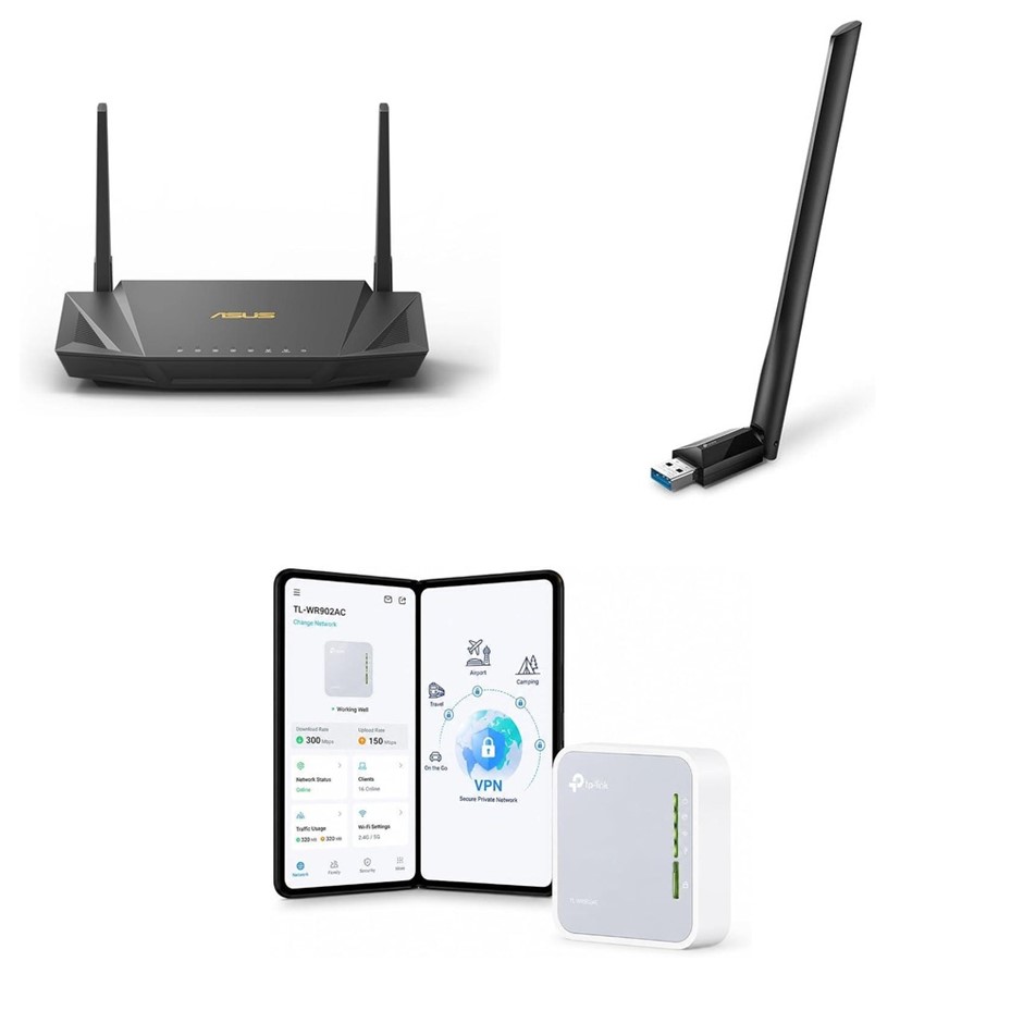 3 x Network Accessories. RRP -$400. 1 x ASUS RT-AX56U (AX1800) Dual Band Wi