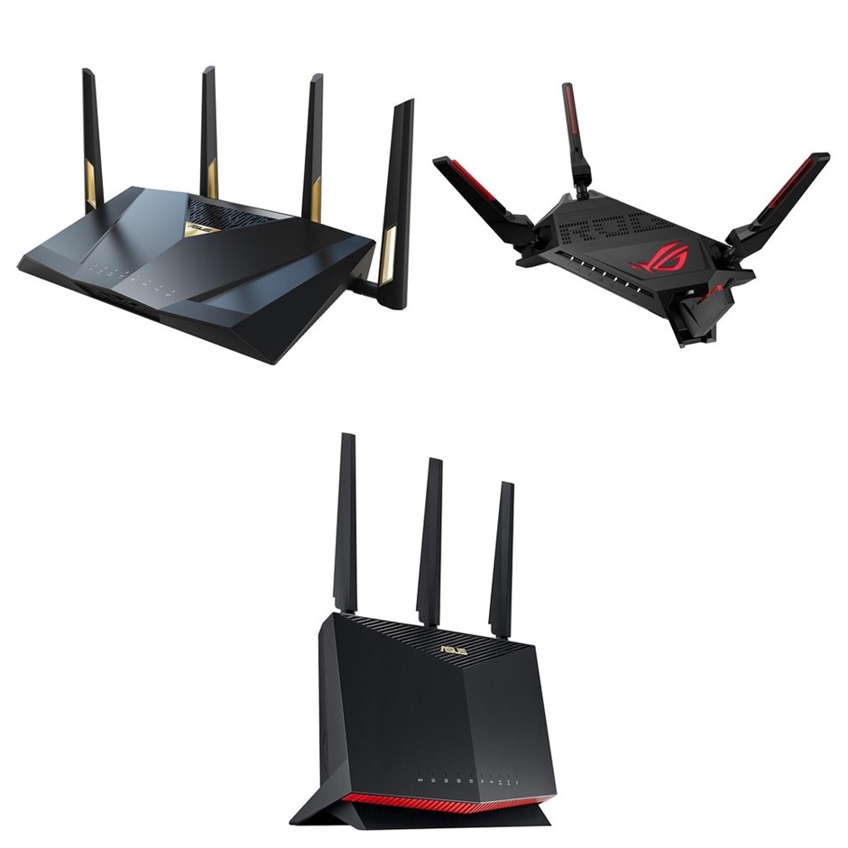 3 x ASUS Gaming Routers. RRP -$1797. 1 x ASUS RT-BE88U BE7200 Dual-Band WiF