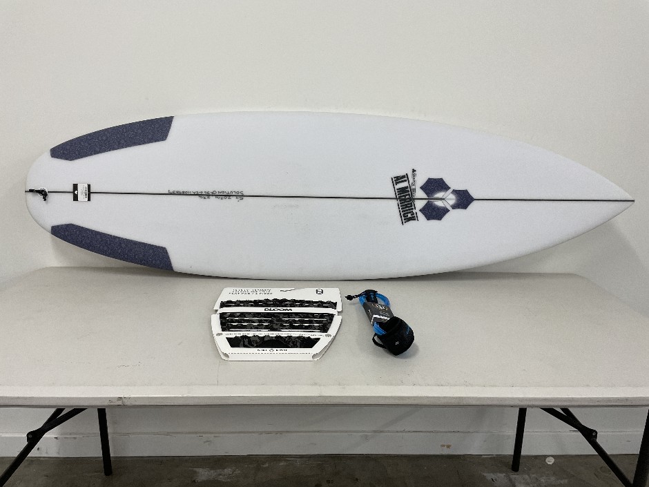 <p>5’11” Al Merrick The Solution Surf Board & Accessories</p>
