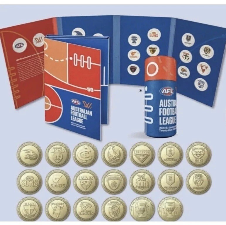 full set of 2023 Australian Football League (AFL) $1 coin tubes