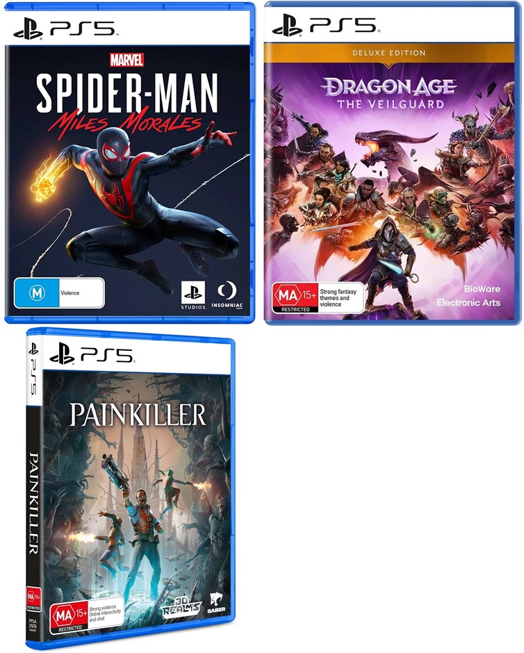 PS5 Bundle: 1 x Marvel's Spiderman Miles Morales, 1 x Dragon Age: The Veilg