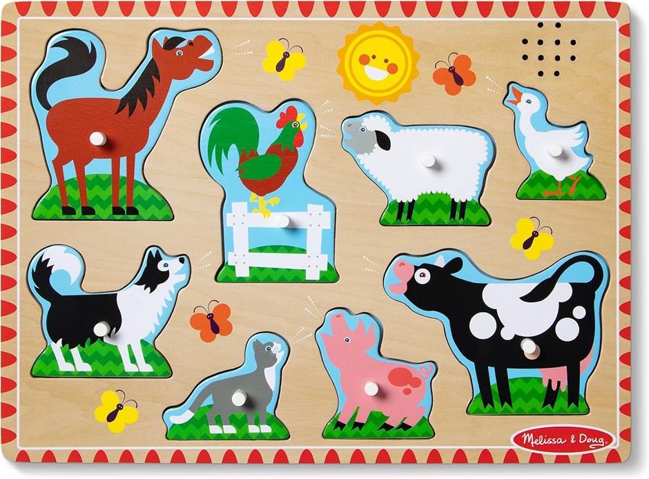 Melissa & Doug Farm Friends Hand Puppets (Set of 4) - Cow, Horse, Sheep, an