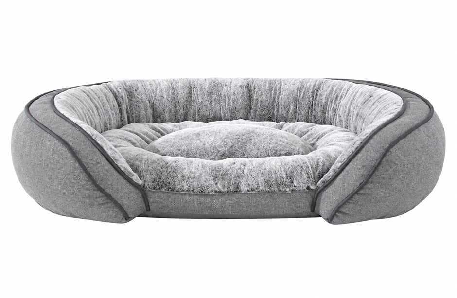 KIRKLAND SIGNATURE Sloped Cuddler Pet Bed, 104 x 78 x 22 cm, Grey NB: dirt