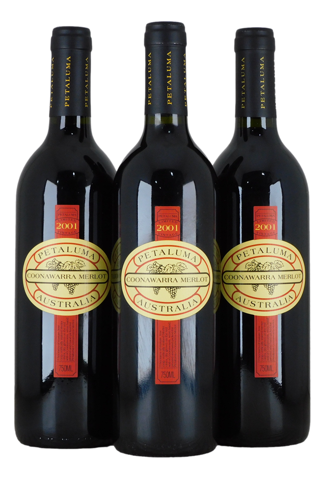 Petaluma Merlot 2001 (3x 750mL), Coonawarra.