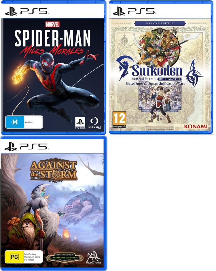 PS5 Games Bundle: 1 x Marvel's Spider-Man Miles Morales, 1 x Suikoden I&II