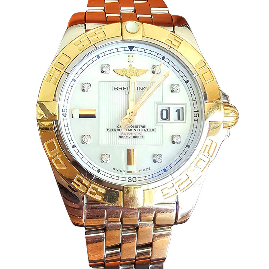 BREITLING WINDRIDER GALACTIC 41MM STAINLESS STEEL & 18K GOLD C49350 BXP COA