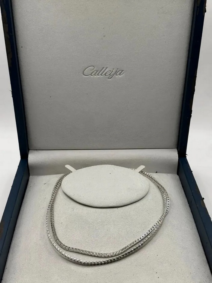 CALLEJA 18ct Platinum Gold, 26.95ct Diamond Set 90cm Tennis Necklace