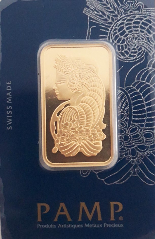 1 Troy Ounce Fine Gold Pamp Lady Fortuna Rectangular Shaped Ingot