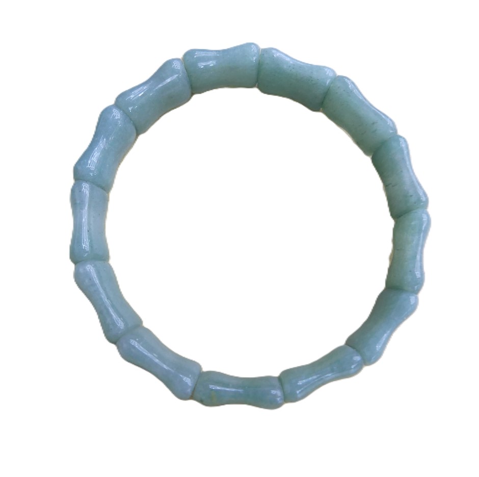 Natural Light Green Jade Engraving 13 Beads Stretch Bracelet With Box