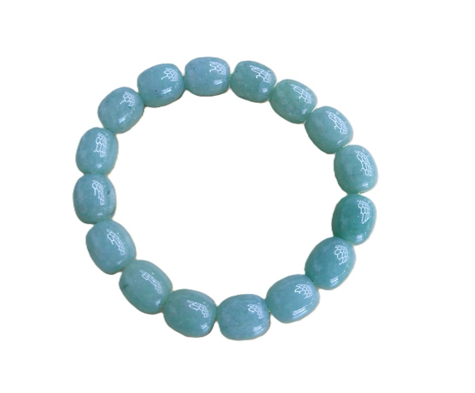 Natural Light Blue Stone 16 Beads Stretch Bracelet With Box