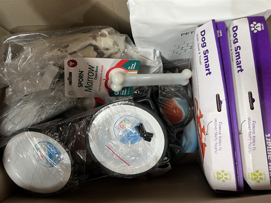 Box Of Assorted Pet Products. NB: Photo as is. Some Not in Original Packagi