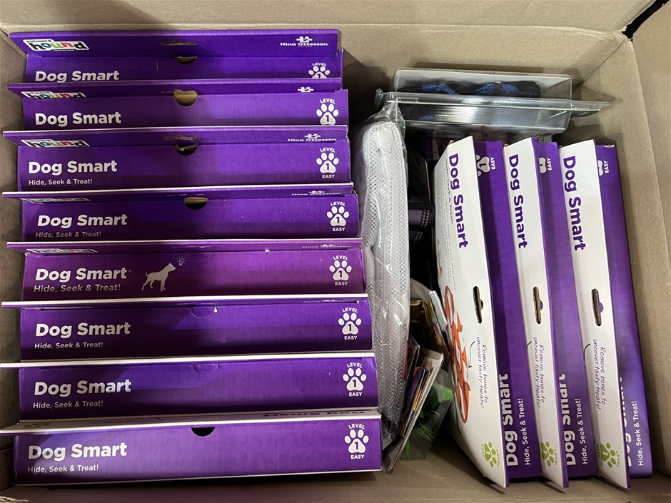 14 x Assorted Dog Puzzles & Collars. NB: Photo as is. Some Not in Original