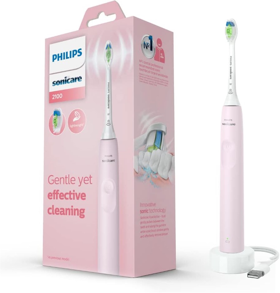 PHILIPS Sonicare 2100 Electric Toothbrush, Sugar Rose, HX3651/31. NB: sligh