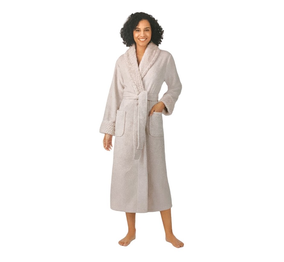 CAROLE HOCHMAN Women's Plush Wrap Robe, Size S, 100% Polyester, Blush Pink