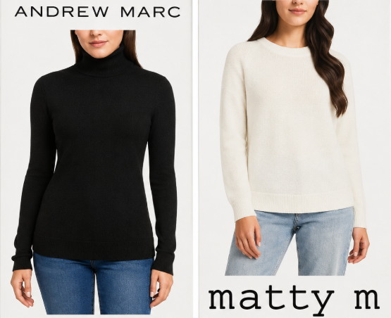 BUNDLE OF ANDREW MARC Women's Textured Turtleneck, Size XL, Black. + MATTY