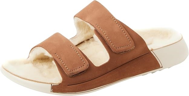 ECCO Women's Cozmo Fluffy Slide Sandal, Camel, EU 38/US 7-7.5