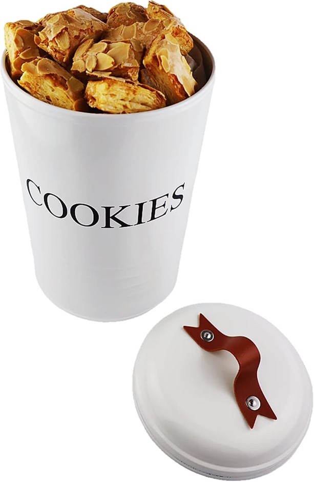 Vintage White Cookie Jar | Airtight Storage Container for Cookies, Biscuits