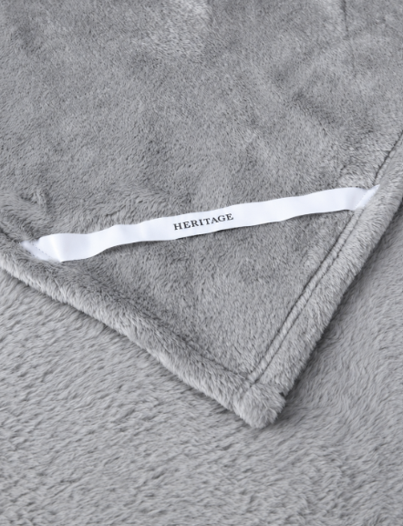 Heritage Faux Fur Blanket in Grey 240x260cm NB: dusty from storage, not in