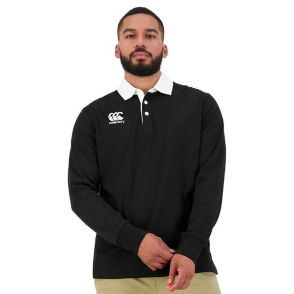 CANTERBURY Men's CCC Rugby Jersey, Size 2XL, 60% Cotton, 989 Black/White, Q