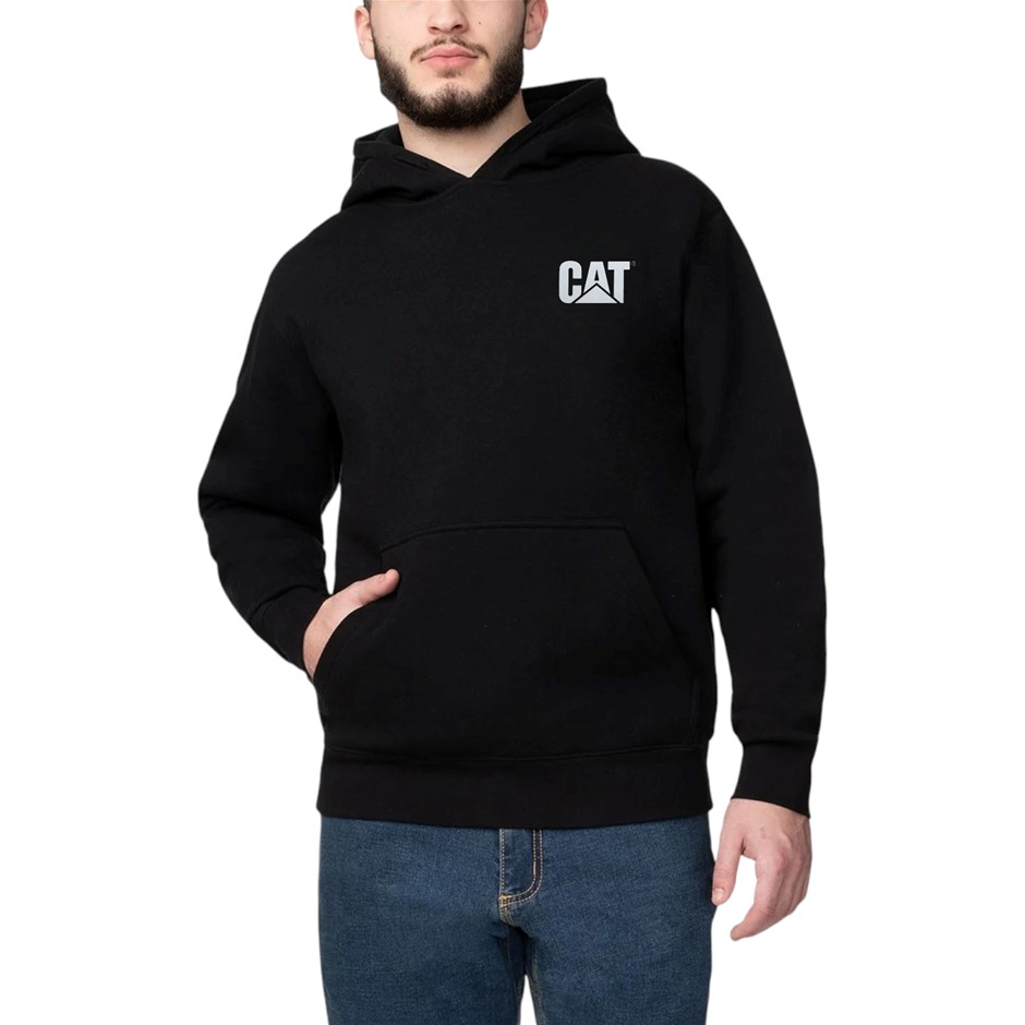 CAT Men's Trademark Hoodie, Size 2XL, 70% Cotton, Black (10158), 8050002.