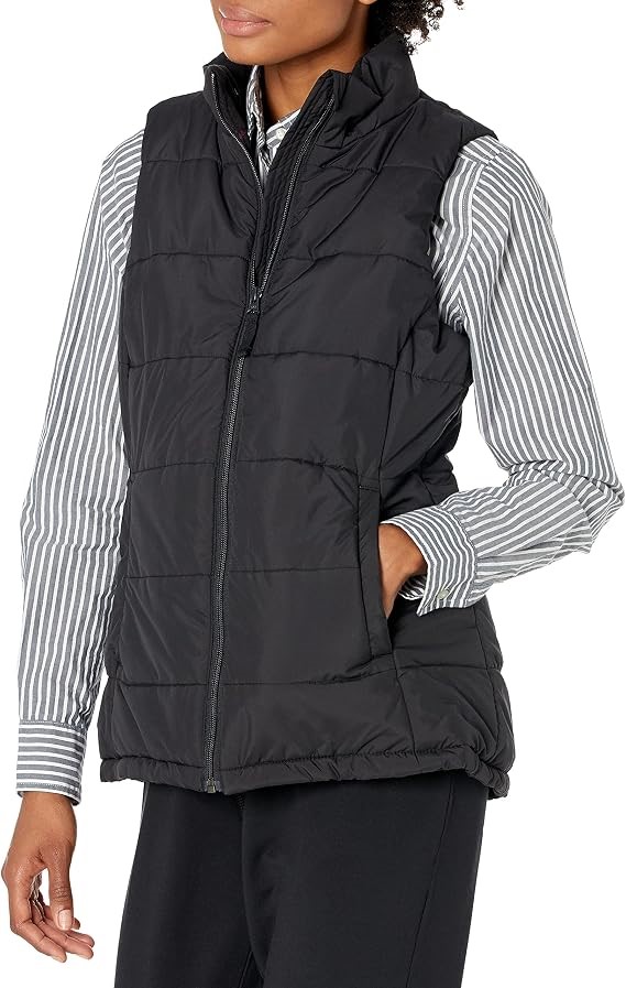 AMAZON ESSENTIALS Women's Mid-Weight Puffer Vest, Size M, Black, AE2018740.