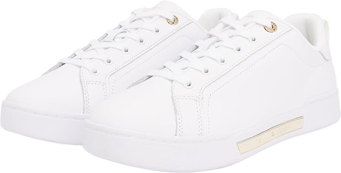 TOMMY HILFIGER Women's Chique Court Sneaker, EU38/US7.5 White, FW0FW07634.
