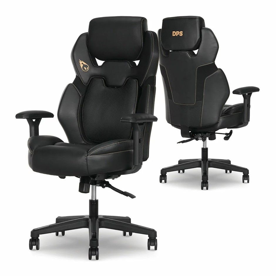 DPS Gaming Chair, Black Gold (W 743 x H 1162-1258 x D 699 mm)