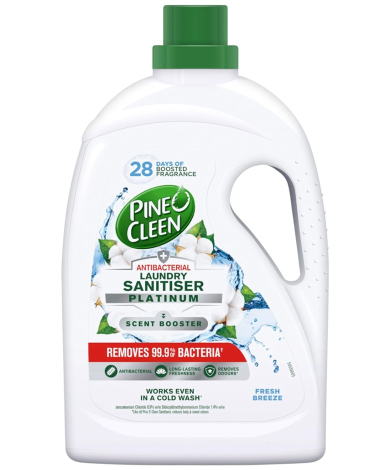 2 x PINE O CLEEN Laundry Sanitiser, 4L, Fresh Breeze. N.B: Dented/damaged b